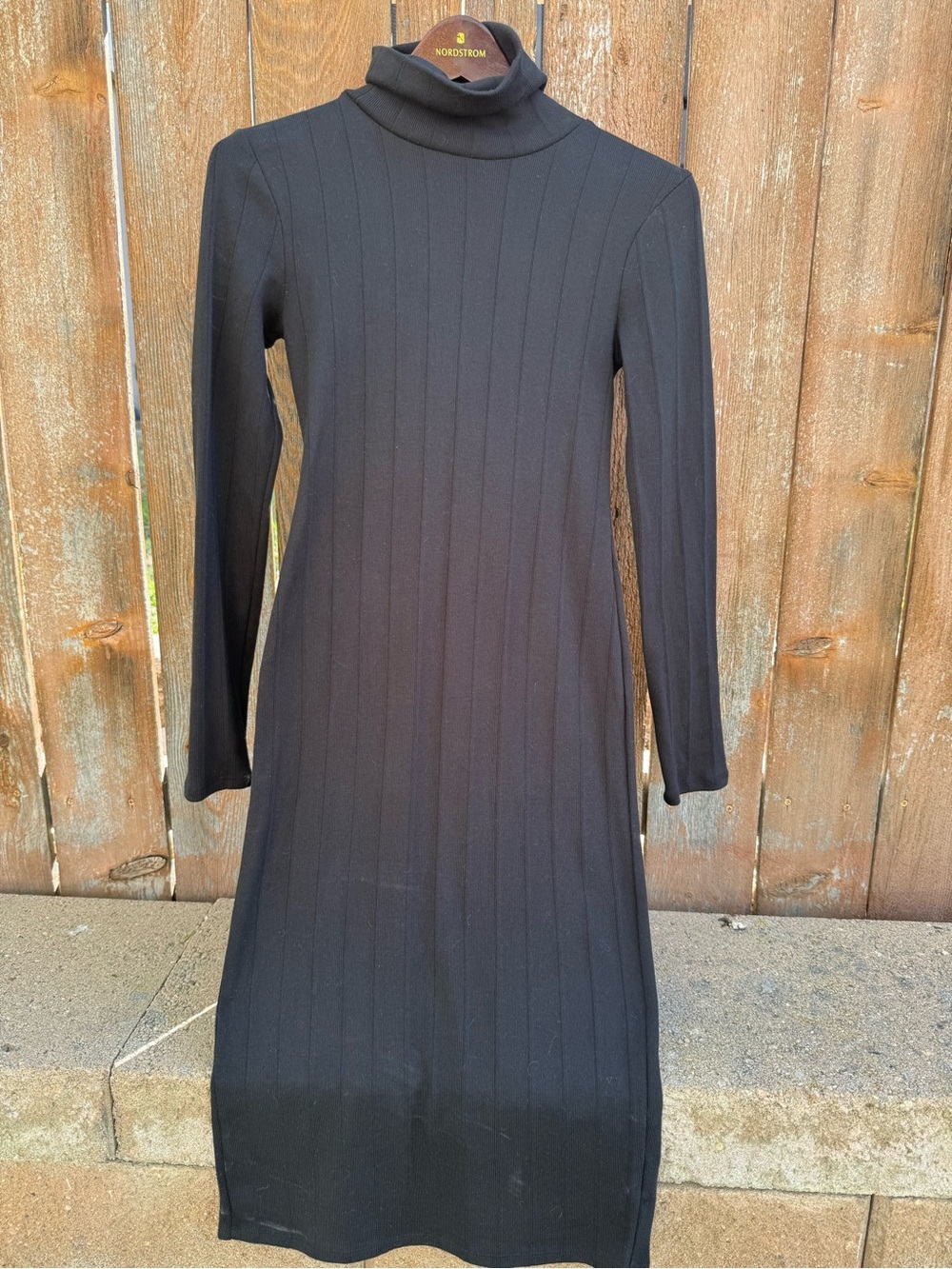 wild fable Women’s Black Ribbed Turtleneck Midi Sweater Dress Long Sleeve Small
